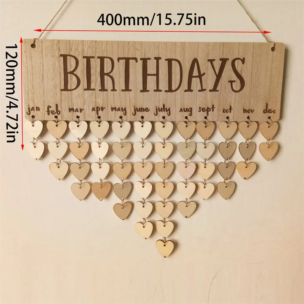 

Chritsmas Birthday Special Days Reminder Board Home Hanging Decor Wooden Calendar Board Hanging Ornament New Year Decoration