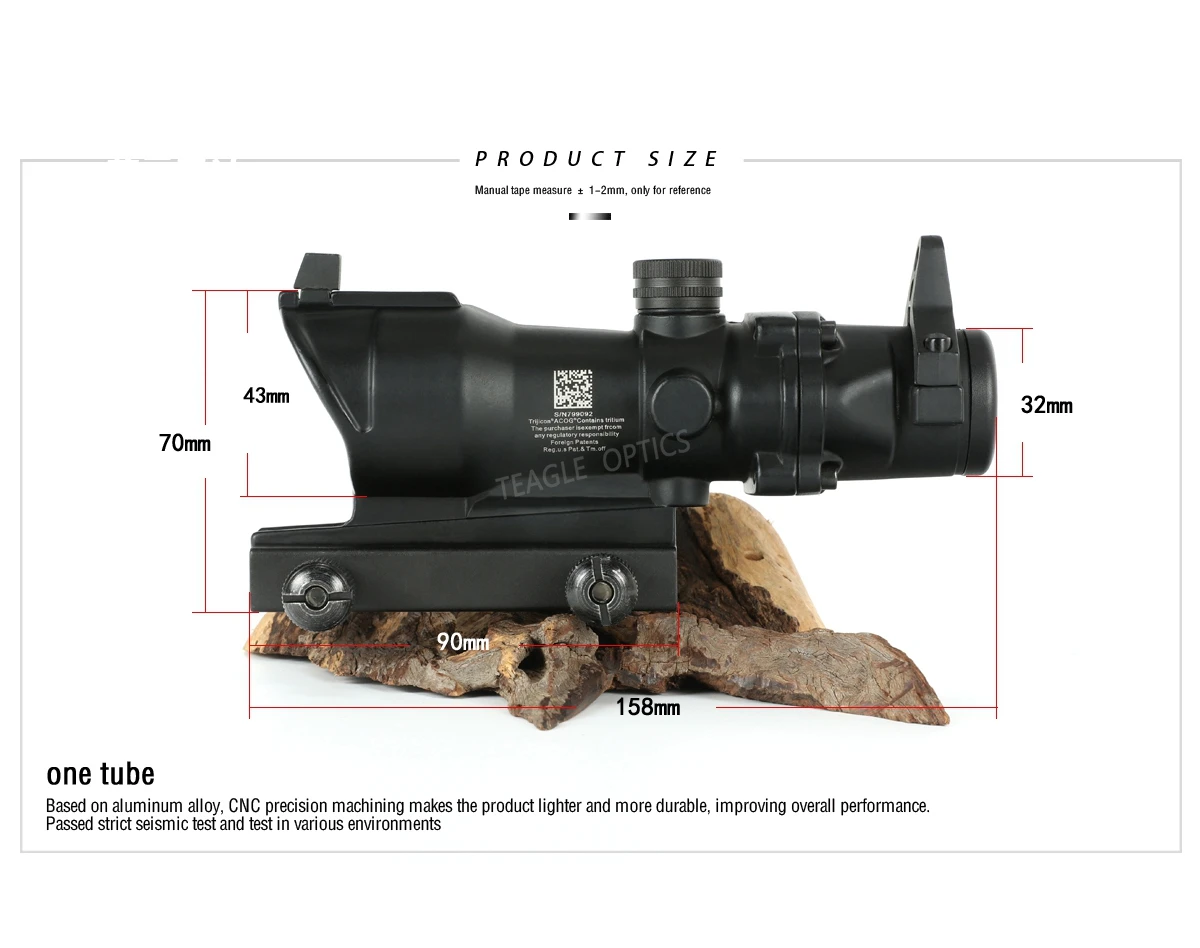 Охотничий Прицел ACOG 4X32 настоящий волоконный оптика красный освещенный точечный элемент шеврон стекло сетка тактический оптический прицел