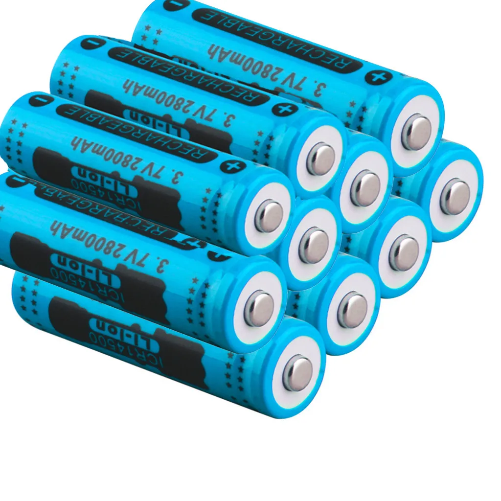 10 шт перезаряжаемая литиевая батарея 14500 цилиндрическая 3 7 V 2800mAh 18650