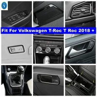 door speaker cup holder gear lift button panel cover trim for volkswagen t roc t roc 2018 2021 black brushed interior refit