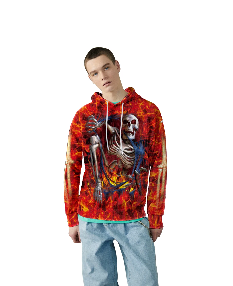 PUI men TIUA Новая мода ЕС размер черепа толстовки для мужчин/женщин тонкие 3d цифровая