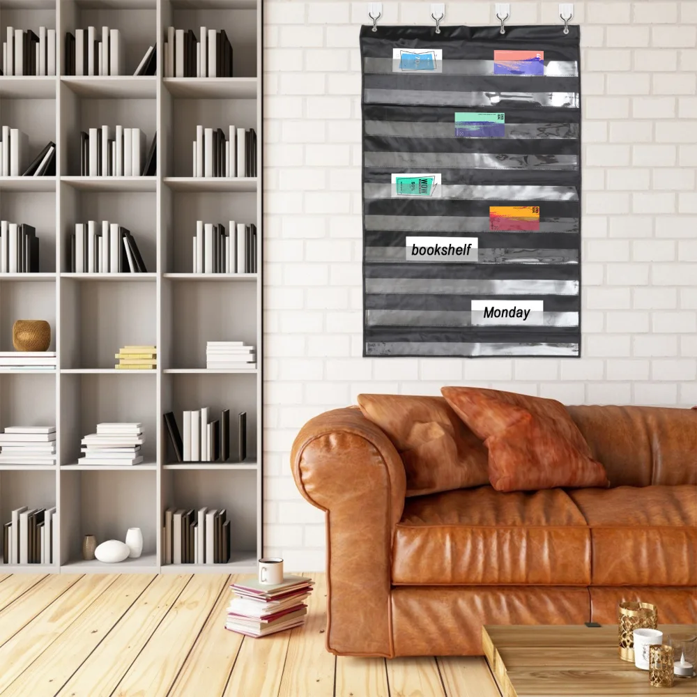 

1pc Wall Pocket Chart Office Supplies Paper Strip Hanging Bag File Holder