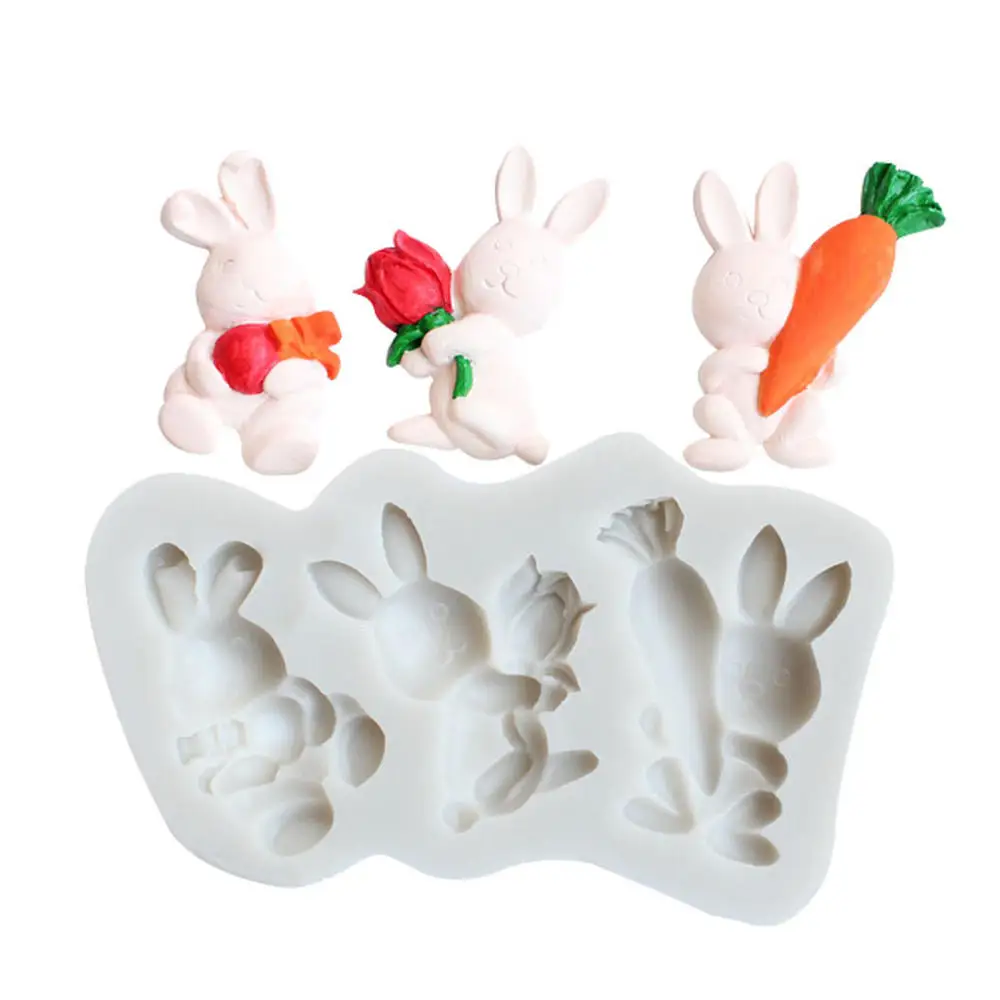 

Easter Bunny Silicone Fondant Mold DIY Clay Gypsum Wax Mould Baking Utensil Panna Cotta Tools