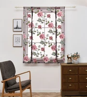 beautiful butterfly flower pattern roman short curtains for living room kitchen decor floral tulle semi shading window curtains