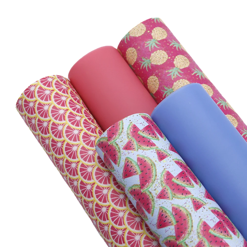 

5pcs/set 20*34cm Fruit watermelon Faux Synthetic Leather Set Fabric DIY Garment Bow Bag Home Textile Decoration,1Yc7299