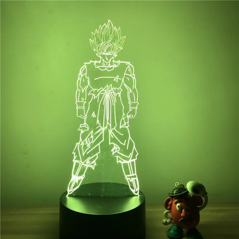 Goku E Dragon Ball Z Вегета ГОКу супер сайян, «Жемчуг дракона 3D светодиодный Ночной светильник 7 цветов сенсорный оптический Иллюзия фигурку настольная лампа украшения - Цвет: Goku E
