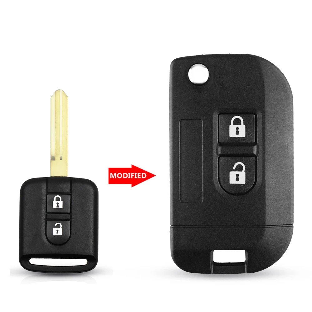 Флип-ключ KEYYOU, модифицированный чехол для дистанционного ключа для Nissan Qashqai primera Micra Navara Almera Note Sunny, 2 кнопки, автомобильный чехол