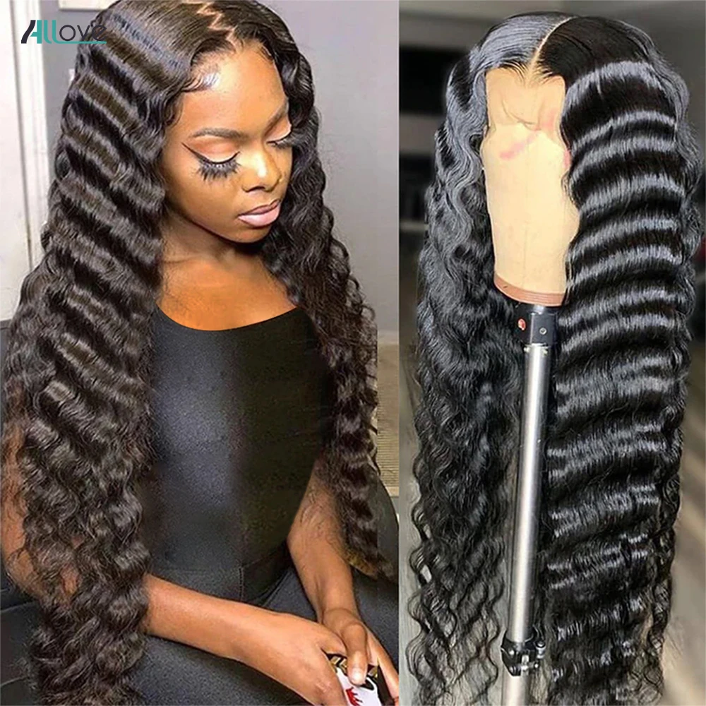 

30inch HD Transparent Lace Front Human Hair Wigs 13x4 Brazilian Loose Deep Wave Lace Front Hair Wig PrePlucked With Baby Hair
