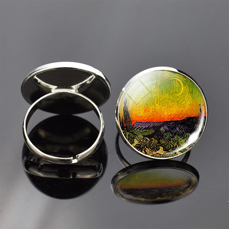 Модное регулируемое мужское женское кольцо Ван Гог арт подсолнухи Звездная ночь