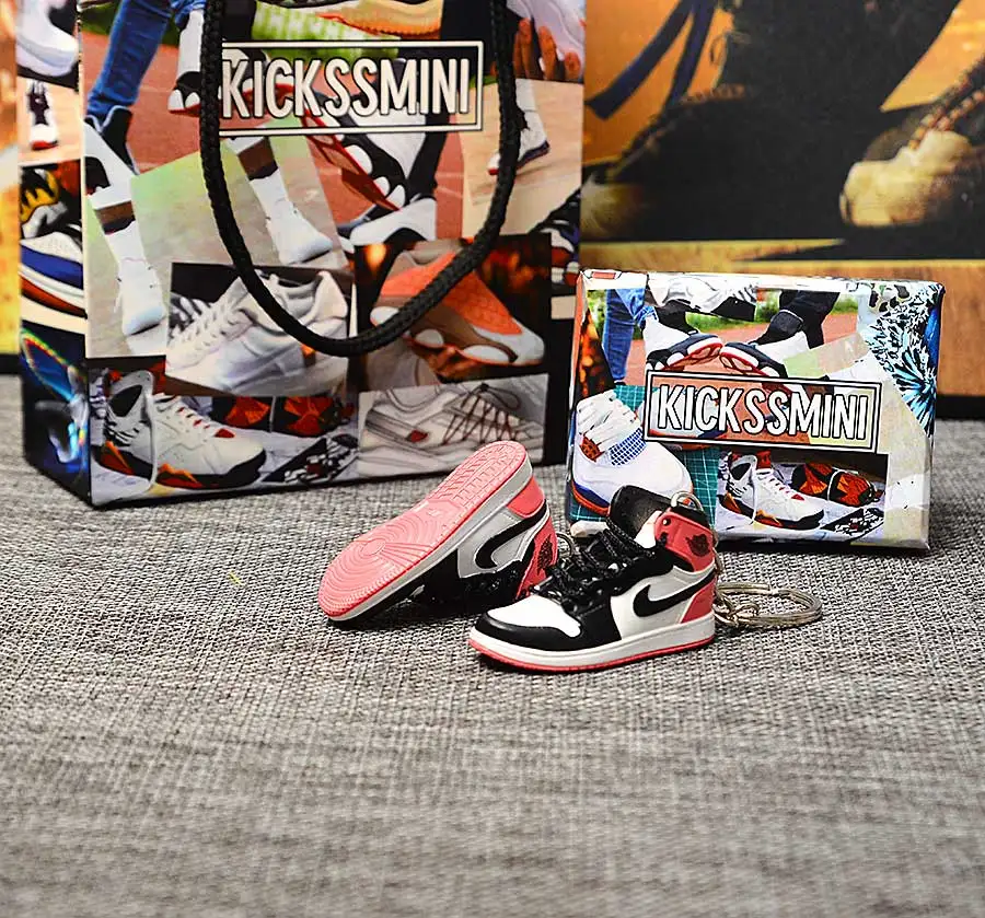 a pair w metal ring Персональный DIY Jordan Generation AIR JORDAN 1 chicago 3D кроссовок фигурный брелок сумка Подвеска парный брелок - Цвет: a pair w metal ring