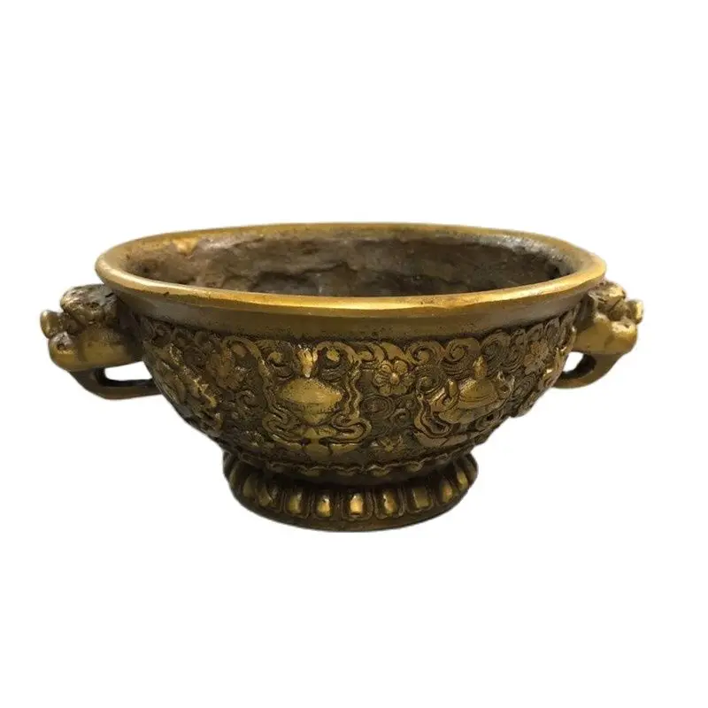 

Китайская старинная медная коллекция, чаша из чистой меди с восьми сокровищами