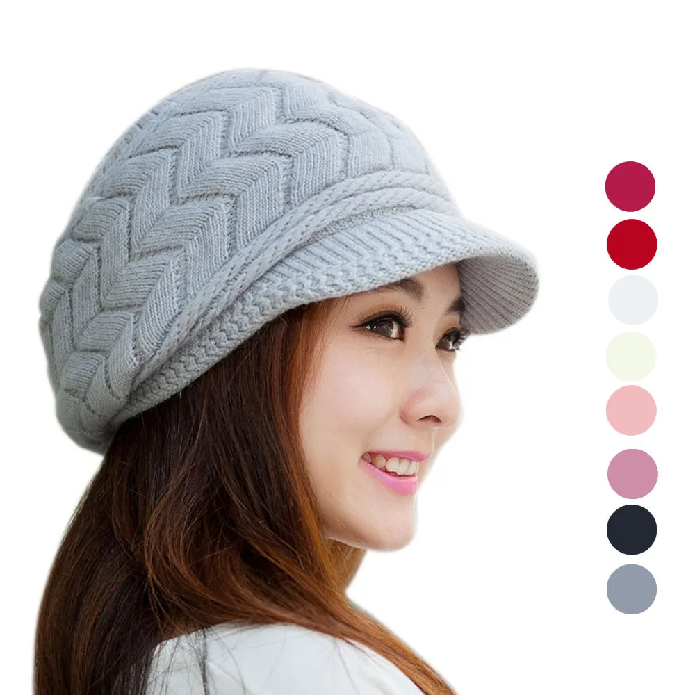 

Double Layer Design Winter Hats For Women Warm Rabbit Fur Cap Knitted Hat Scarf Skullies Beanies Berets 2021 New Caps#Y5