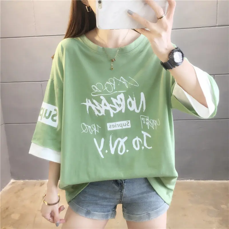 

Summer 2021 Half Sleeve T Shirt Women Printed Top Fashion Short Tshirt Students Streerwear Tops Tees Causal Harajuku Oversized