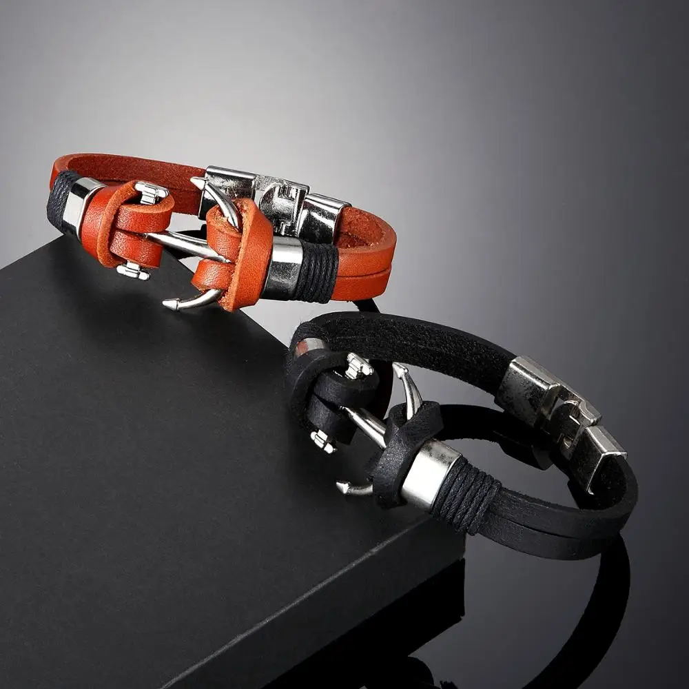 Высококачественный Браслет из натуральной кожи и сплава мужской женский модный