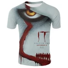 Новинка 2020, классная мужская футболка с изображением клоуна, забавная рубашка с 3D-принтом, модная рубашка с коротким рукавом и круглым вырезом, модная уличная одежда X