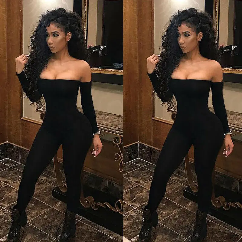 Модный женский комбинезон с длинным рукавом сексуальный Облегающий открытыми