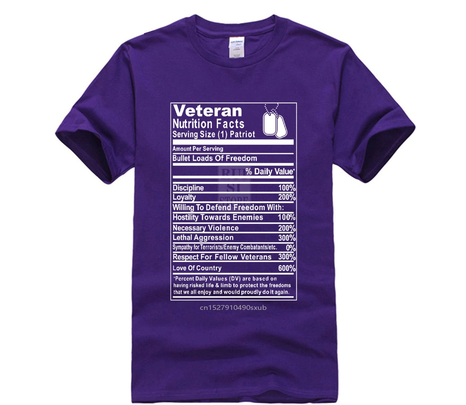 

Top Men's T-shirt 2020 Fashion Hot sale Veterans Nutritional Facts Printed men's T-Shirt Short Sleeve