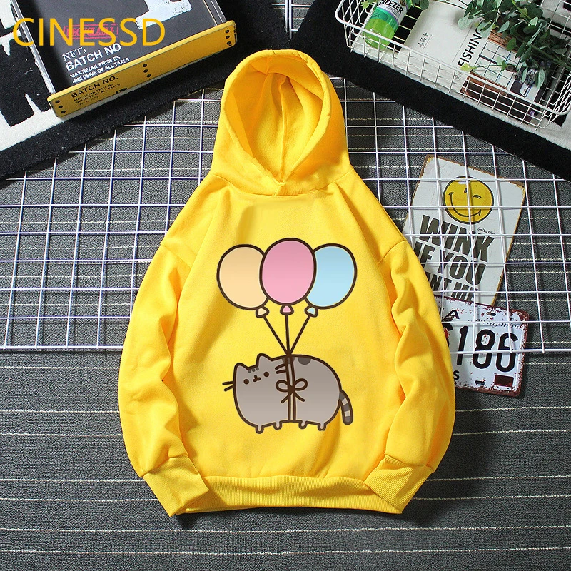 hoodie for kid New Arrival 2021 Kids Clothes Coffee Cat Love Colorful Balloons Animal Print Hoodie Girls/Boys Harajuku Kawaii Children Clothing hoodies for a boy