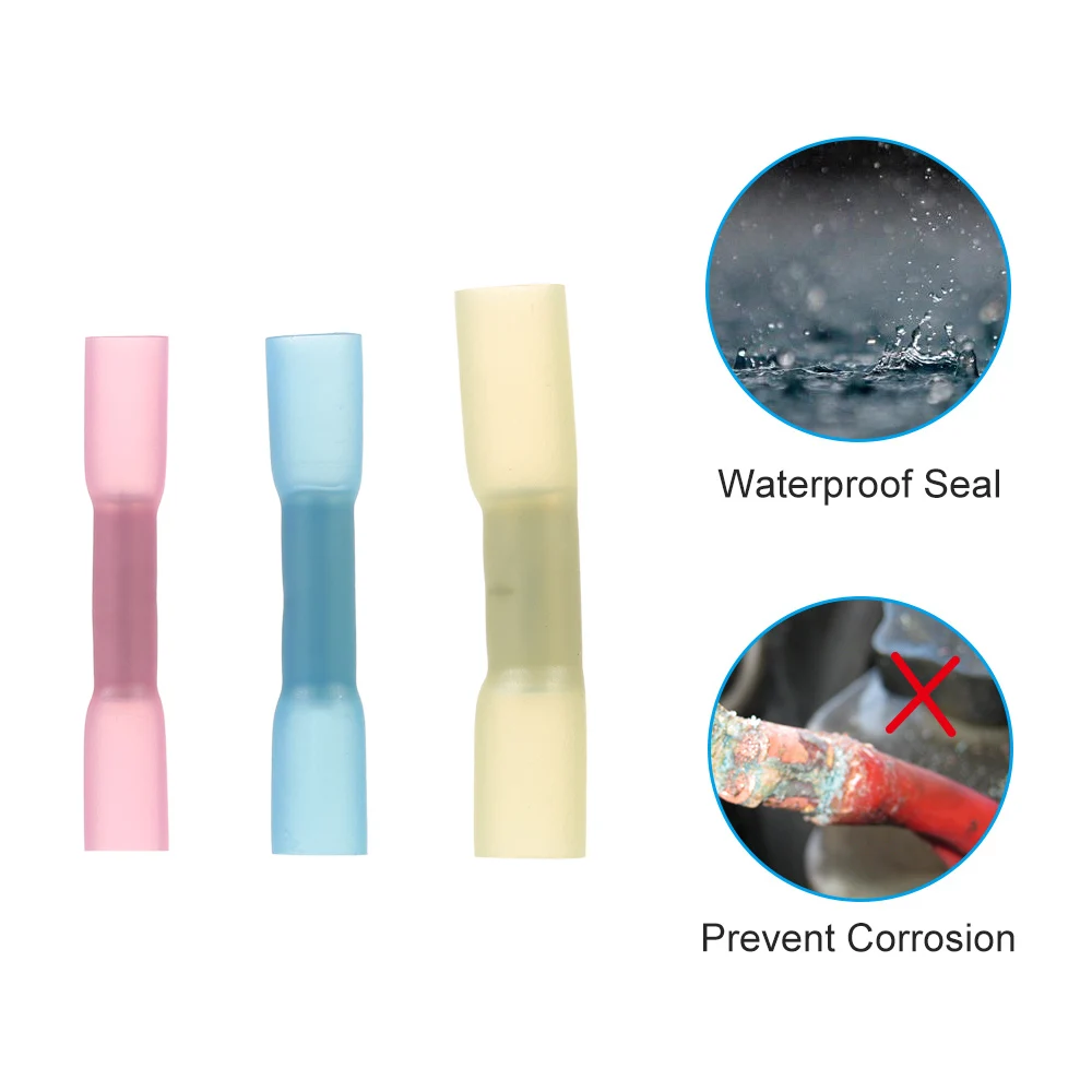 Hot 100PCS 3Size AWG Solder Seal Wire Connectors Heat Shrink Butt Connector Terminals Electrical Waterproof Insulated | Обустройство