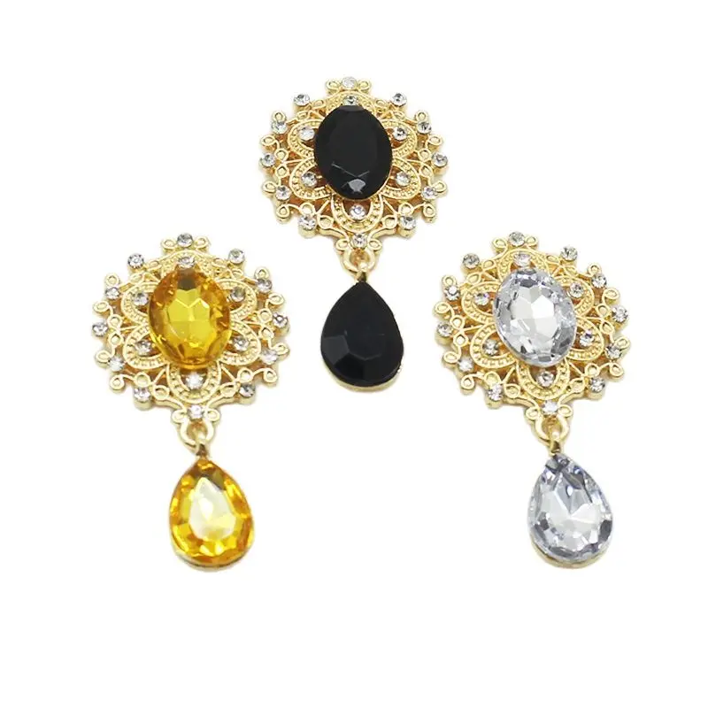 

NEW 25*45mm 10Pcs Golden Mini Acrylic Crystal Brooch Wedding Decoration For Wine Glass Ornament Crafts Creative Accessories