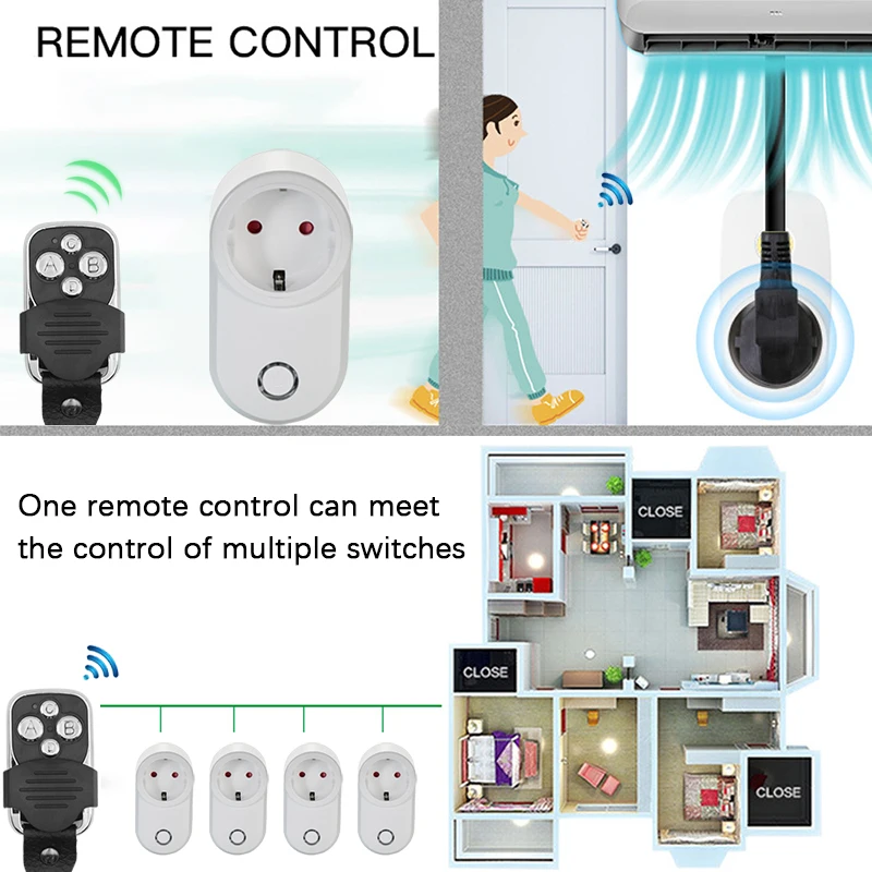Universal EU FR Electric Sockets Switch with Remote Control 220V 15A 433Mhz Electrical Outlets for Smart Home Light Fan | Обустройство
