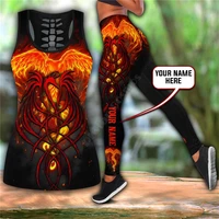 customize name phoenix combo outfit leggings and hollow out tank top suit yoga fitness soft legging summer women for girl 02