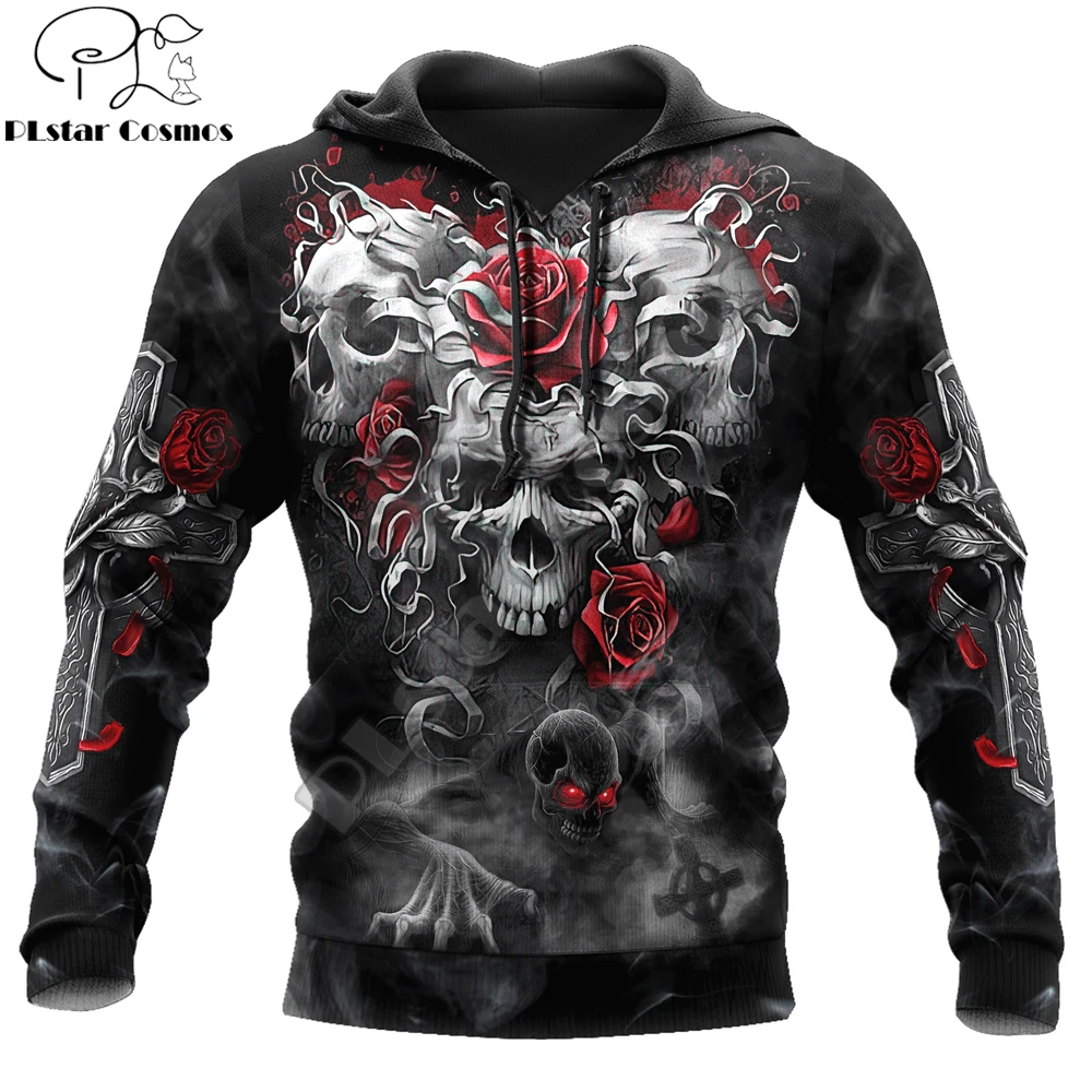 

Funny Reaper Skull Tattoo 3D Printed Fashion Mens hoodies and Sweatshirt Autumn Unisex zipper Hoodie Casual Sportswear DW840