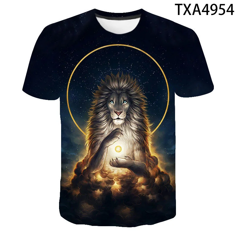 

2021 New Summer Lion 3D Printed T-shirt Short Sleeve Boy Girl Kids Fashion Men Women Children Casual Short Sleeve Cool Tops Tee