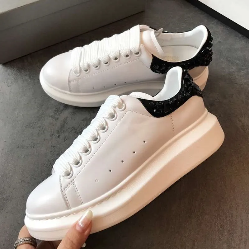 Женские туфли алмазы Спорт на открытом воздухе обувь белая плотная из