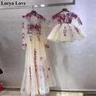 Вечерние Платья с цветочным рисунком; Новинка 2020 года; Вечерние платья с длинными рукавами для матери и дочери на свадьбу; Саудовская Аравия