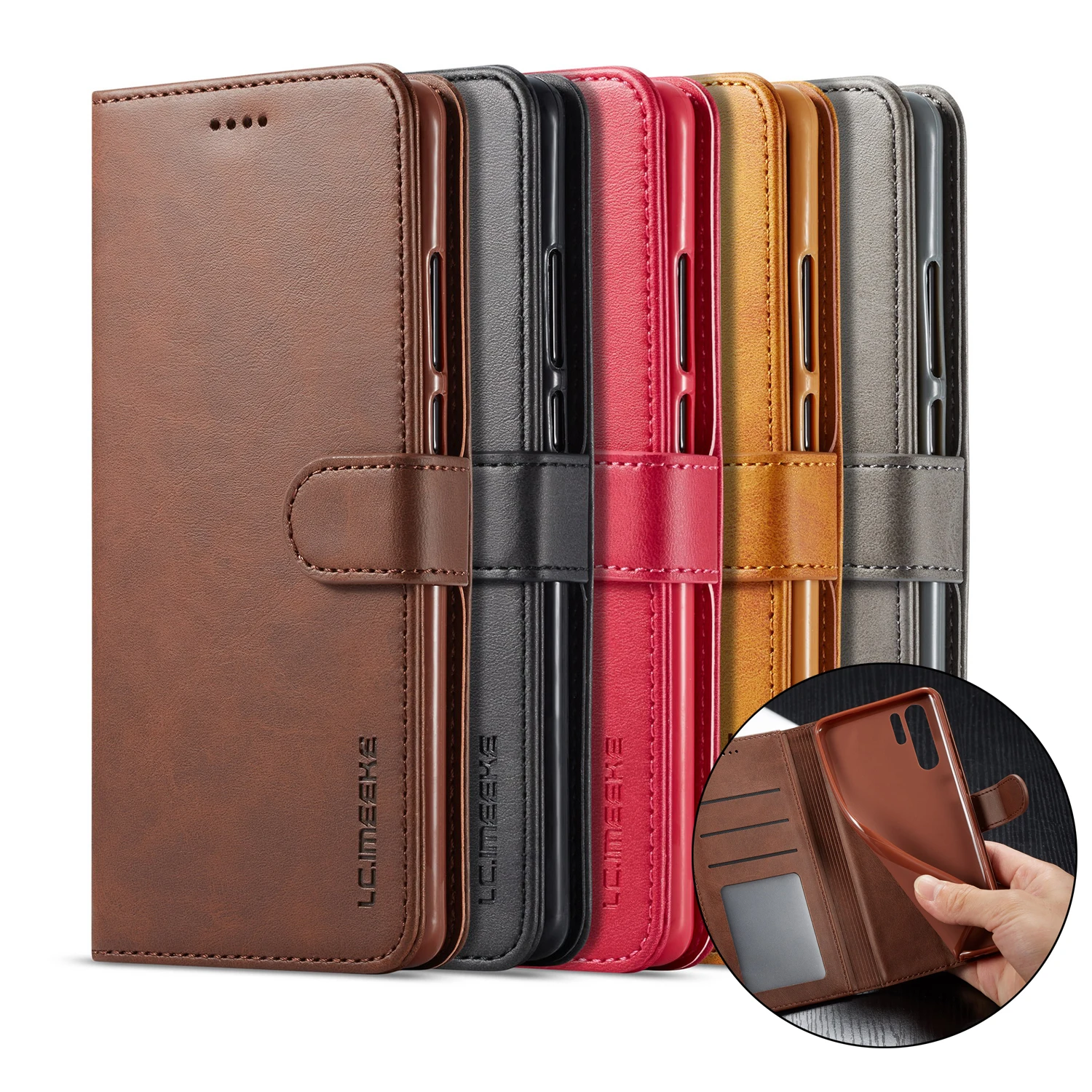

Huawei P20 P30 P40 Pro P40 Lite Nova 7i Nova 3E Nova 4E Nova 6 SE Magnetic flip phone case with card holder