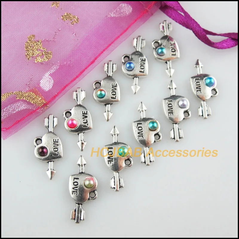 30 шт. тибетская Серебряная Стрела Смешанная акриловая любовная фотография 10x21 мм