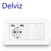 delviz eu standard light switch 16a power outlet 146mm 86mm panel 1 gang 1way 2way stair corridor switch wall usb socket