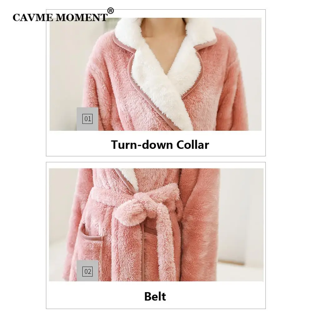 

CAVME Winter Long Robe Flannel Bathrobe for Couples Women's Robes Men's Sleepwaear PLUS SIZE Nightgown CUSTOM LETTERS 90KG