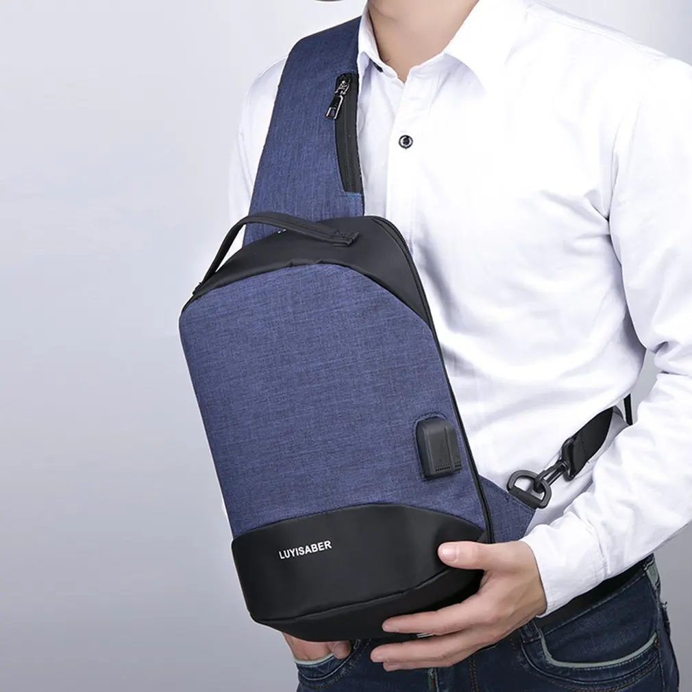 

Multifunction Crossbody Bags Men USB Charging Chest Bag Casual Nylon Short Trip Messengers Chest Bag Single Shoulder Bag