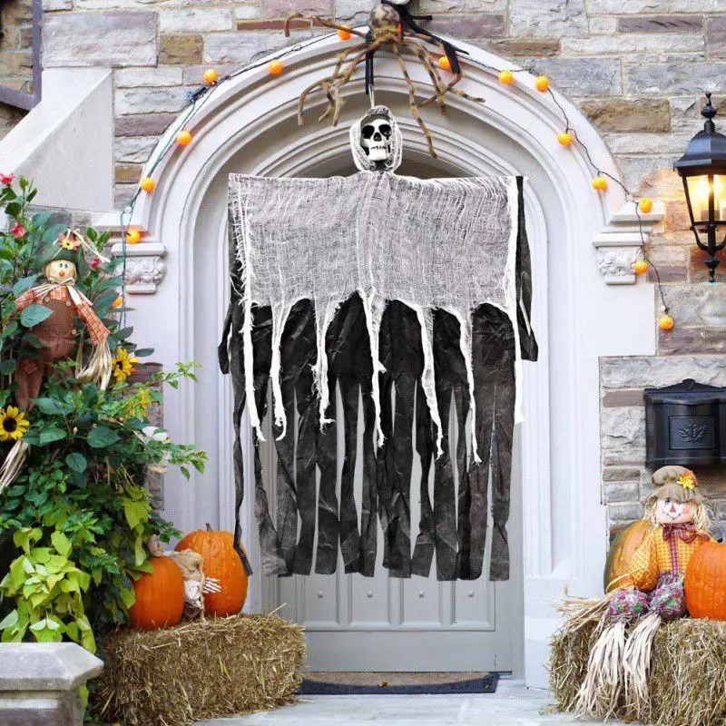 Череп подвесной Призрак для дома с привидениями Grim Reaper ужас Дверь Декор Хэллоуин