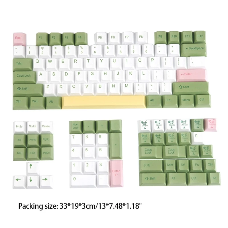 

Mechanical Keyboard Keycaps Mojito Cherry Profile 128 Keys for Cherry MX Switch