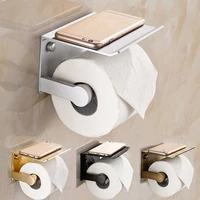 1pcs wall mounted toilet paper holder aluminium alloy tissue bracket towel phone storage shelf for bathroom hardware accessories