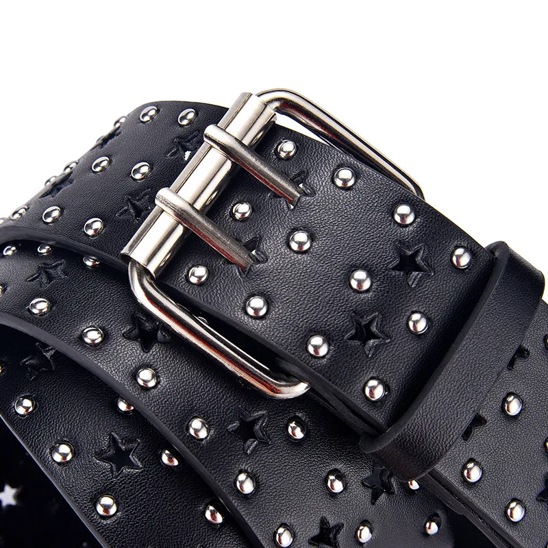 NEW Fashion Alloy Women Star Belts for Genuine Leather Punk Style Ladies Retro Decorative Punk Pin Buckle Jeans Decorative