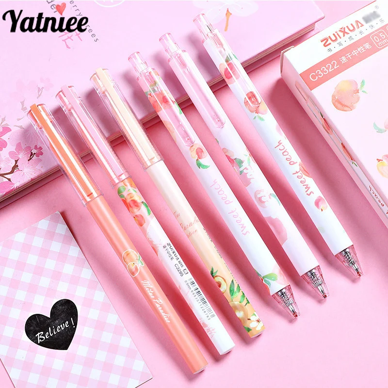 

Yatniee 2 шт. в комплекте кавайная персиковая нажимная ручка для письма для студентов искусственная ручка 0,38 мм офисные принадлежности