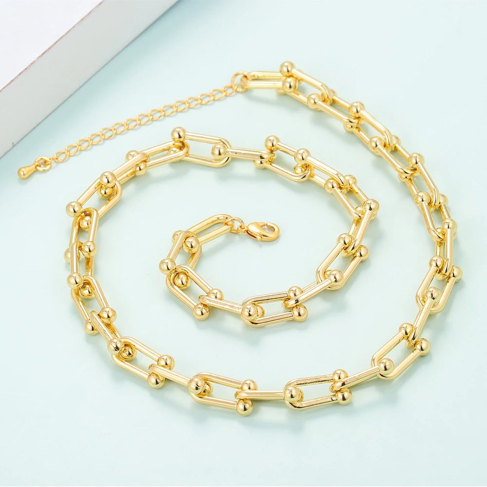 EYIKA новинка геометрическое сшитое медное металлическое позолоченное ожерелье в