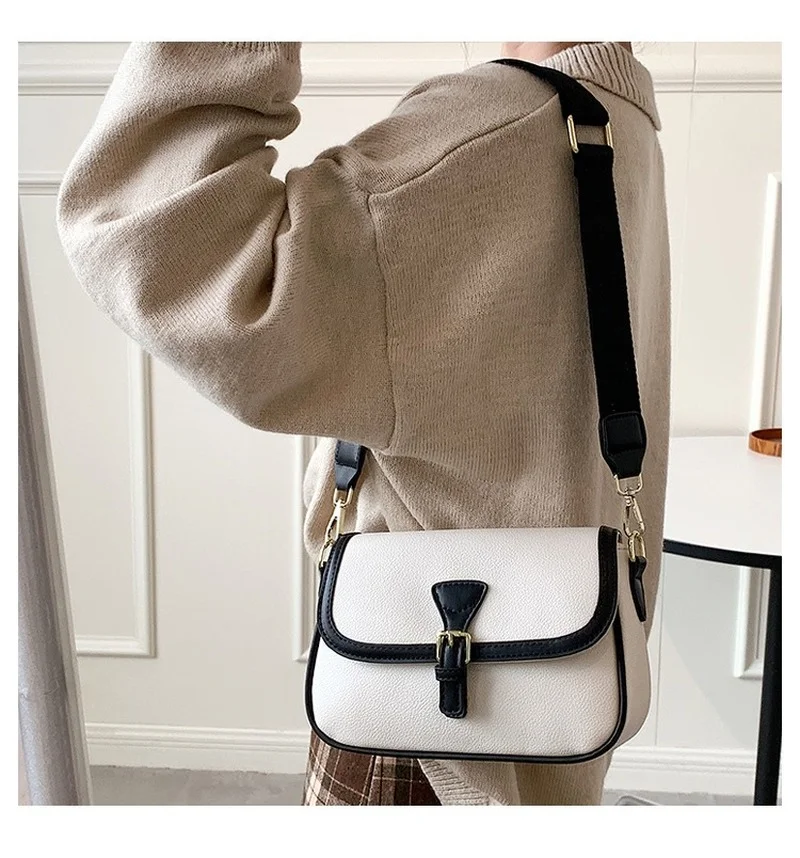 

2021 New Fashion Ladies The Same Shoulder Messenger Bag Simple Casual Wide Shoulder Strap Western Style Small Square Bag Girl