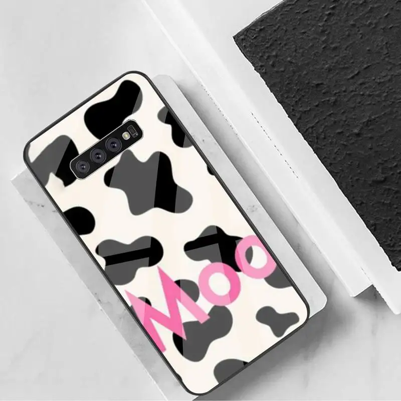 

Cow Print Phone Cases Tempered Glass For Samsung S6 7 8 9 10 20 Plus Ultra Note8 9 10 10pro