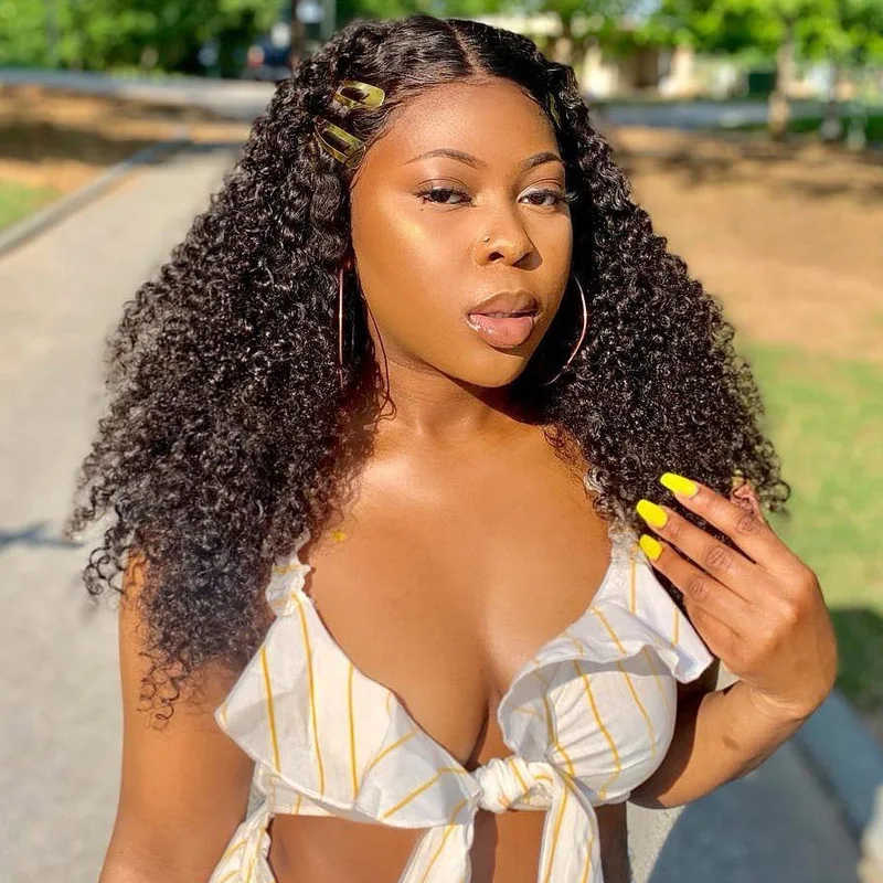 Качающийся лес монгольский кудрявый парик 13х6 кружевные фронтальные