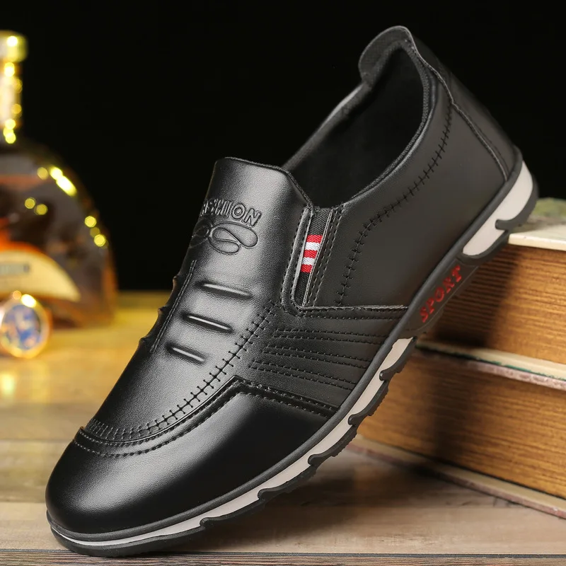 

2021 Men's Casual Shoes Loafers Business PU Leather Male Sneakers Trainers Outdoor Breathatdble Walking Footwear Tennis Shoes