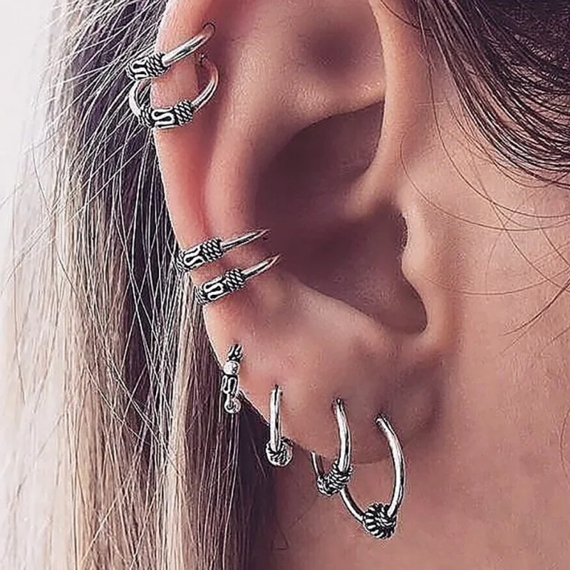 8 шт./компл. богемные модные c образные маленькие круглые серьги кольца набор