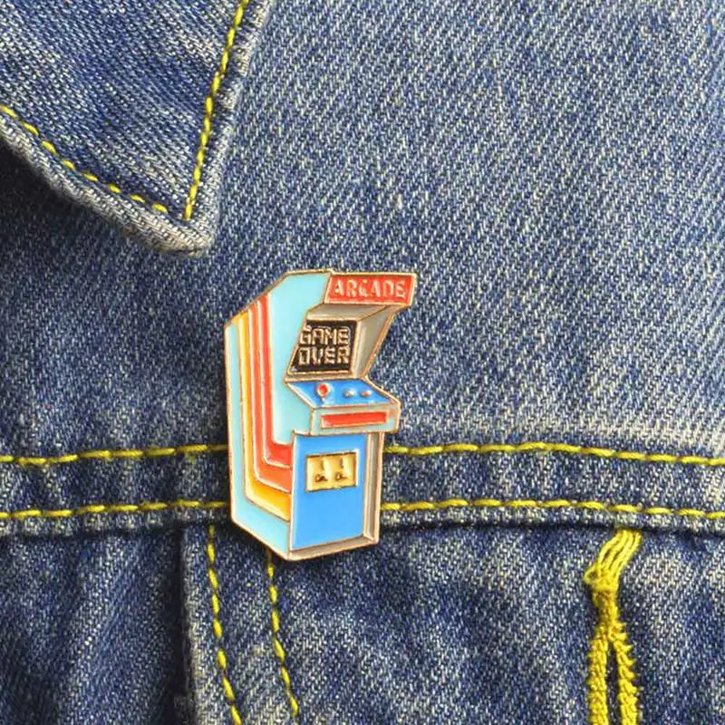 Мультфильм милый игровой автомат стол из алюминиевого сплава брошь в виде мини