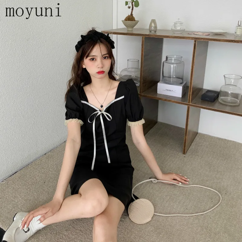 

Retro Puff Sleeve Dress for Women Spring and Summer 2021 New Elegant Korean Style Waist Slimming Short Harajuku Kawaii Oversize