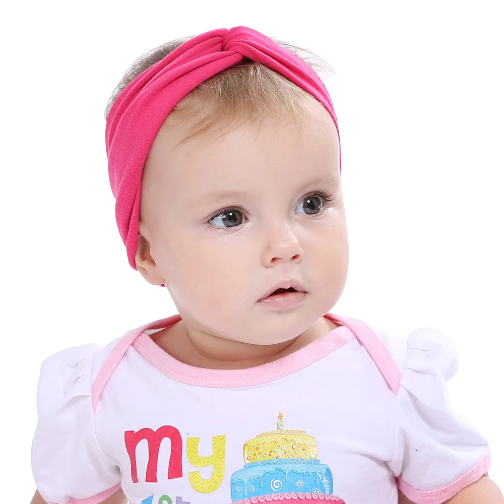 Fashion Solid Color Cross Knot Baby Girls Headwraps Elastic Children Headband Headwear Infant Toddler Newborn Hair Accessories