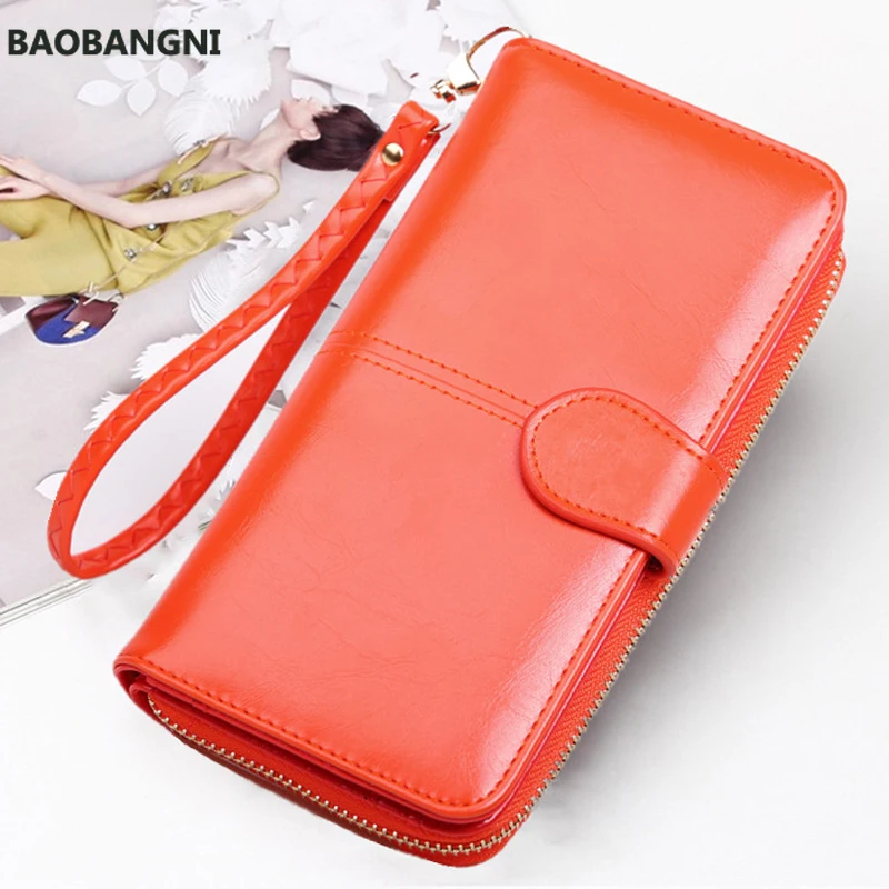 

Retro-oil-skin Mobile Phone Long Zipper Coin Wallet Lady's Card Clip Lovely Wallet Mini Portable Card Holder